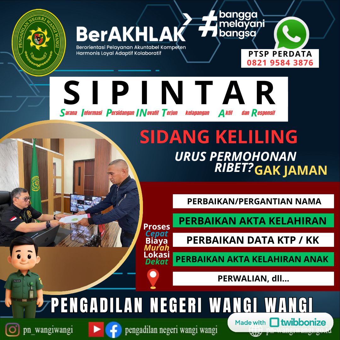 Akses Keadilan PN Wangi-Wangi Sulteng Lebih Dekat karena SIPINTAR