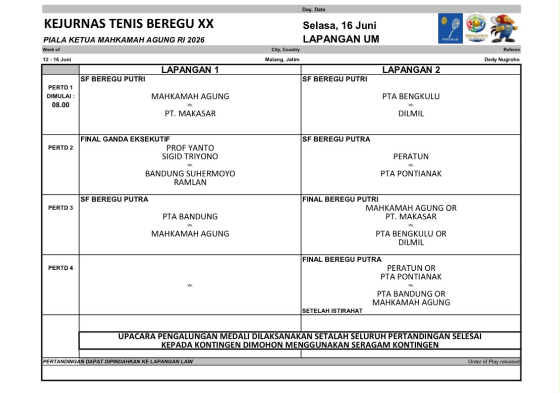 Atmosfer Kian Memanas, Semifinal Beregu & Final Ganda Eksekutif Kejurnas PTWP Digelar