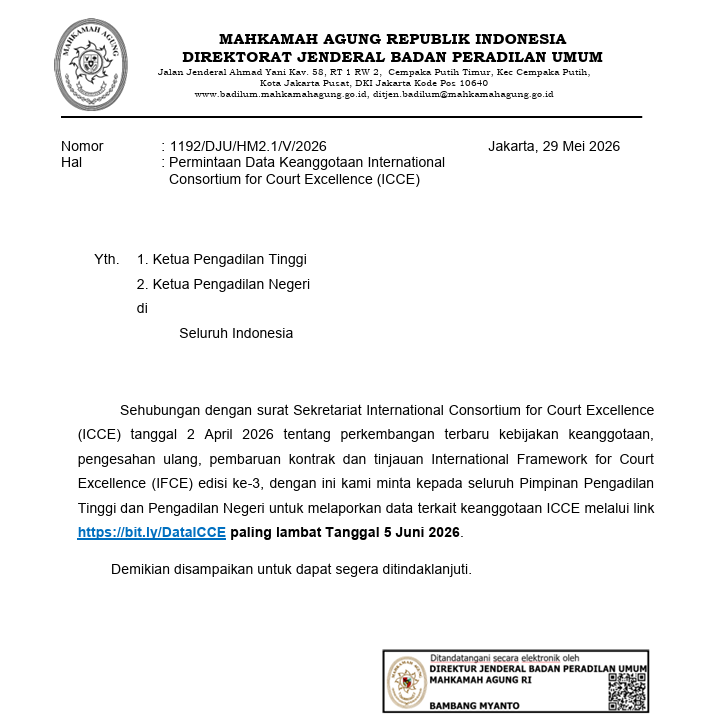 Badilum Himbau Satker Untuk Melaporkan Data Keanggotaan ICCE