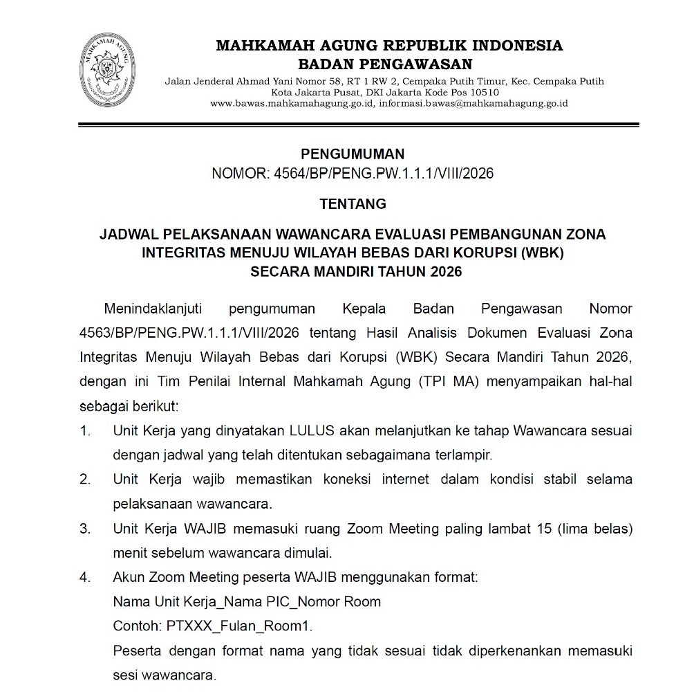 Bawas Umumkan Jadwal Wawancara WBK, Simak Kembali Tips Hadapi Evaluator