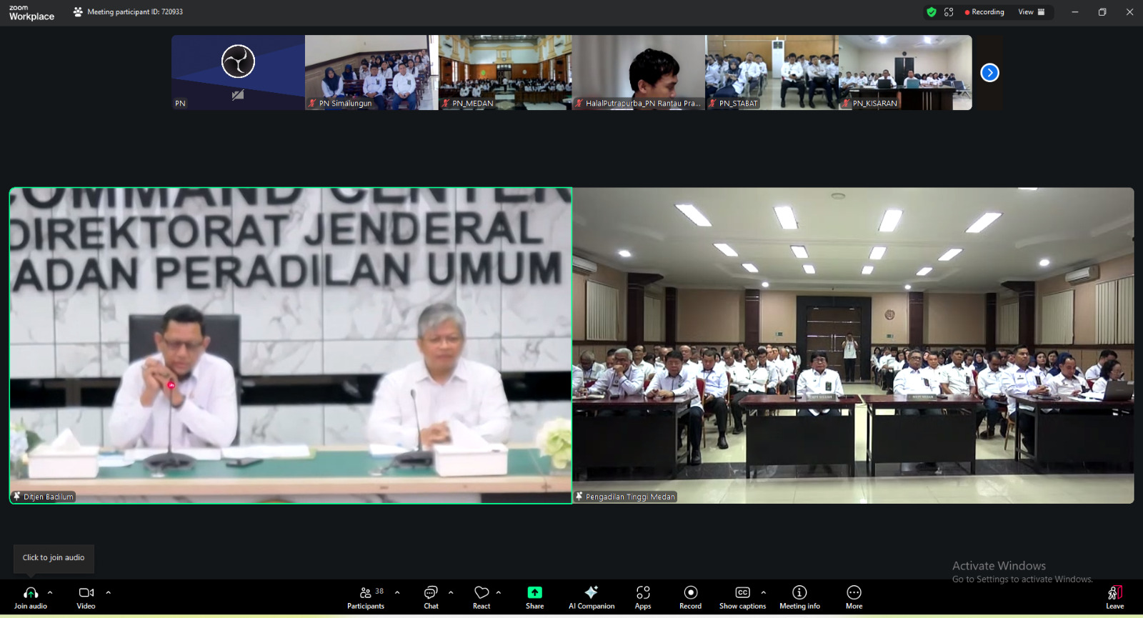 Dirjen Badilum Apresiasi PT Medan, Inisiator Pemanfaatan BLC dalam Bimtek Terpadu