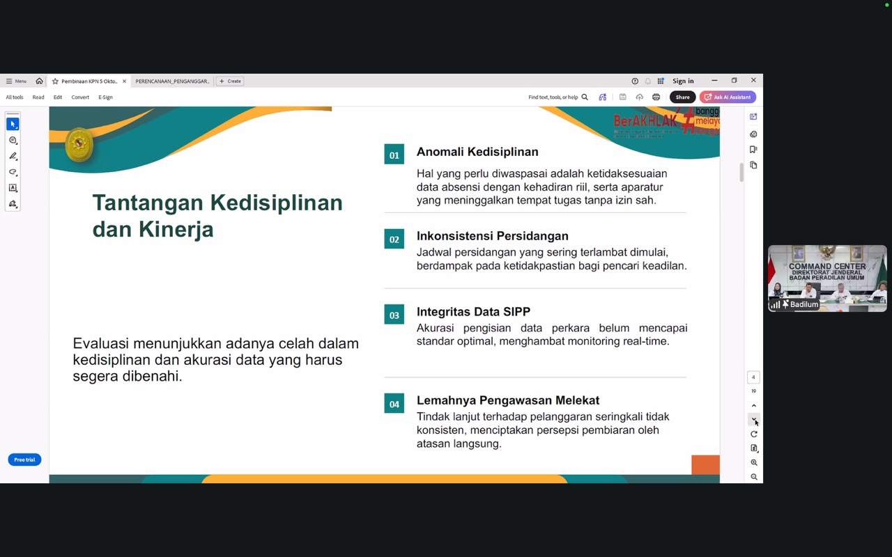 Dirjen Badilum Soroti Disiplin dan Kinerja Aparatur Peradilan