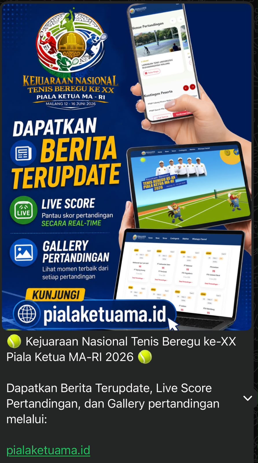 Dukung Kejurnas PTWP, Panitia Hadirkan Portal Digital Informasi & Live Score