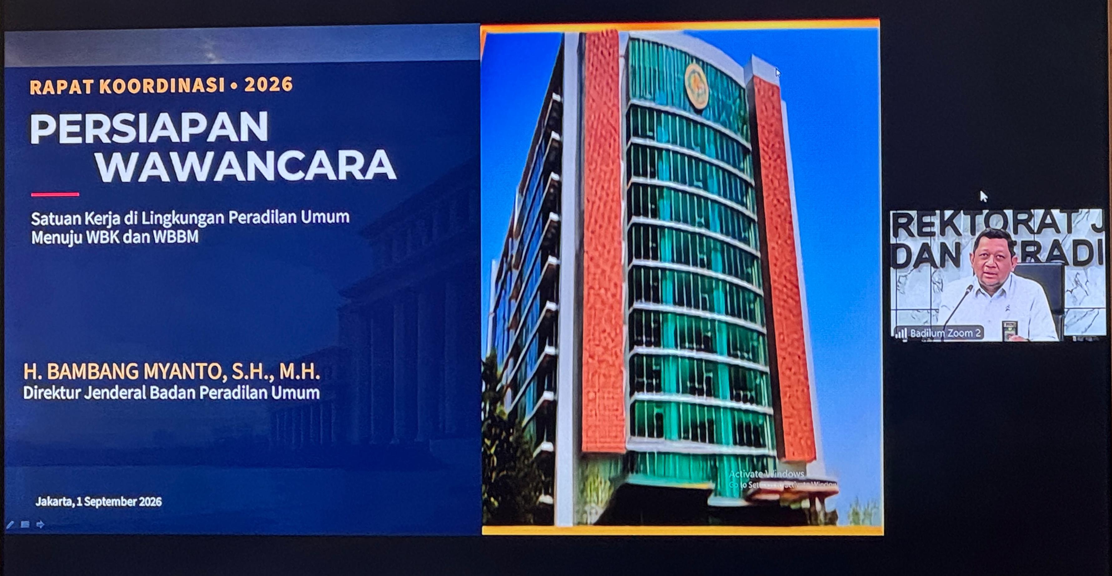 Hadapi Wawancara WBK, Dirjen Badilum Tekankan Keselarasan Dokumen & Implementasi