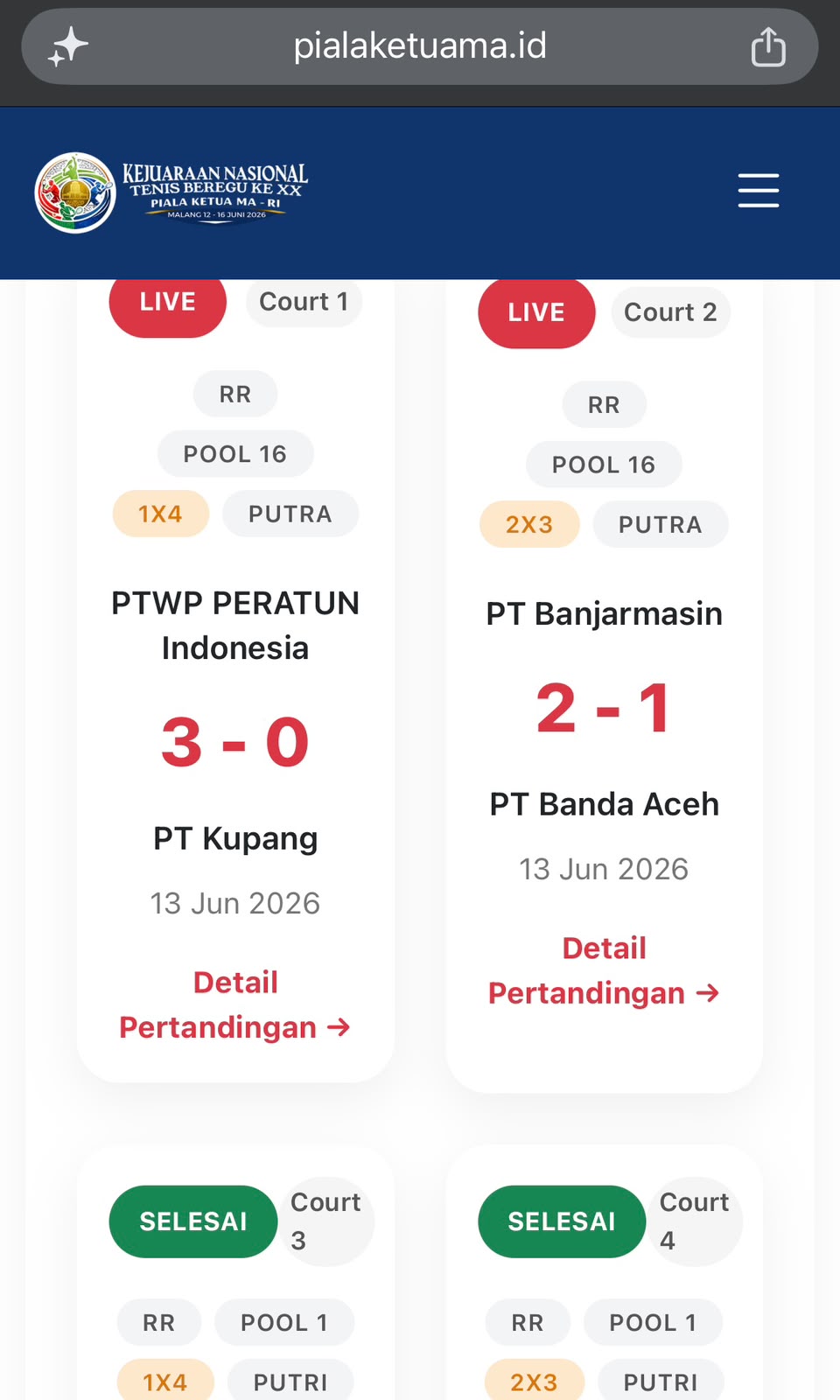 Jangan Ketinggalan! Ini Cara Pantau Live Score Kejurnas PTWP 2026