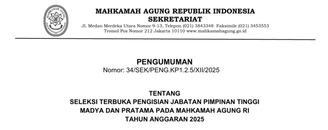 MA Buka Lowongan Strategis JPT Madya & Pratama, Simak Syaratnya!