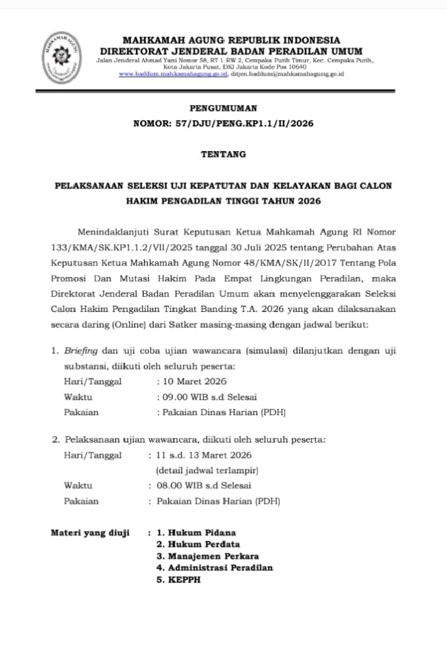 MA Gelar Fit & Proper Tes Hakim Tinggi, Catat Poin Pentingnya