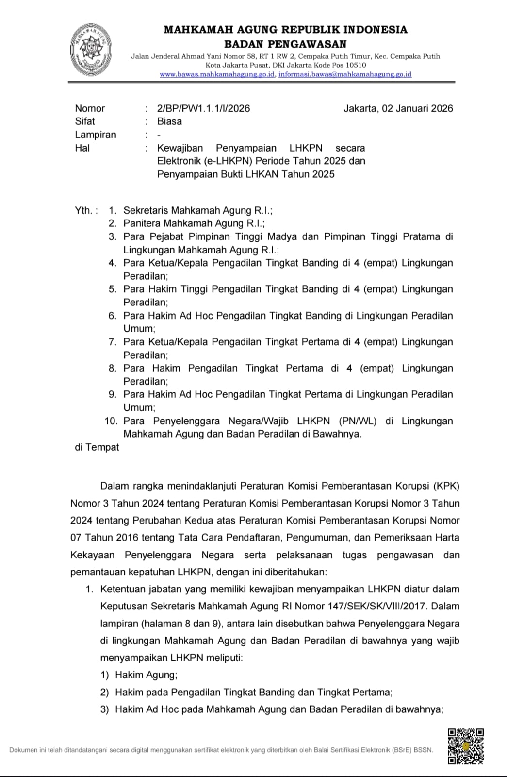 MA Wajibkan Aparatur Lapor LHKPN 2025, Cek Tenggat Waktunya