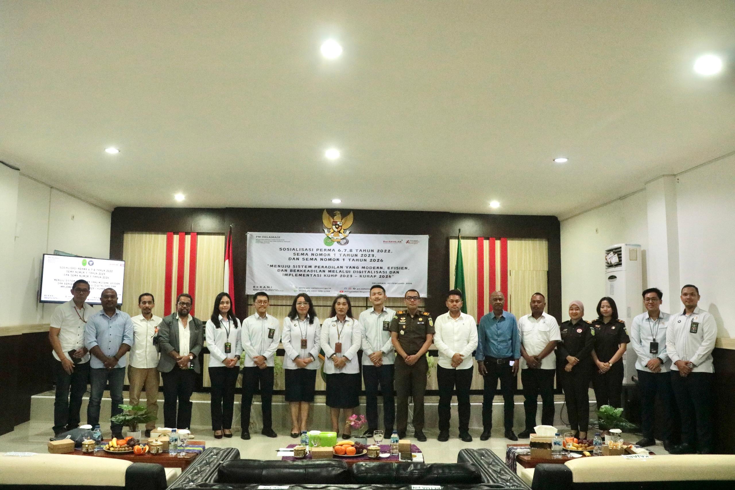 PN Oelamasi Sosialisasikan PERMA dan SEMA untuk Sinergi APH dan Peradilan Modern