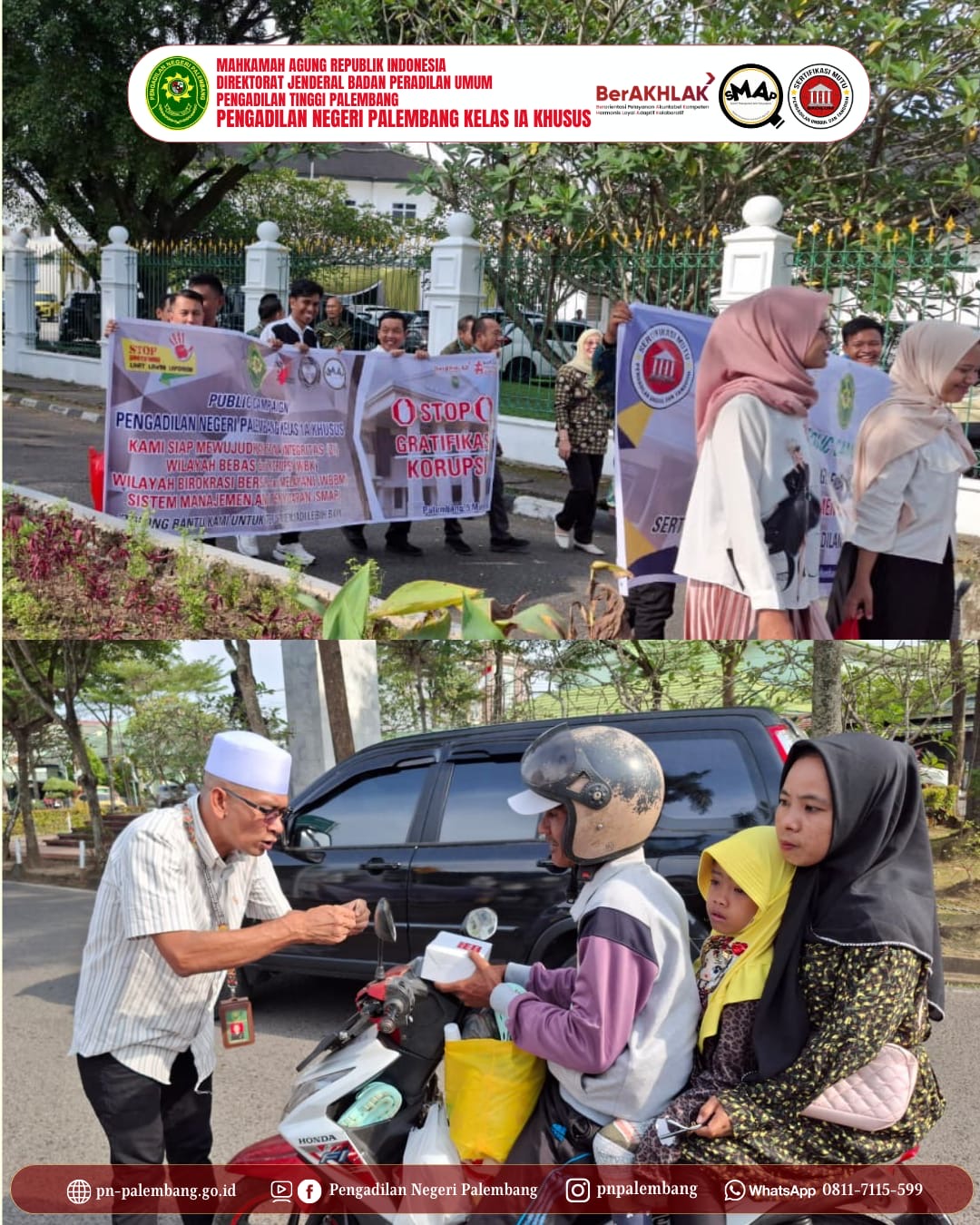 PN Palembang Gelar Public Campaign Anti Gratifikasi & Santuni Anak Yatim