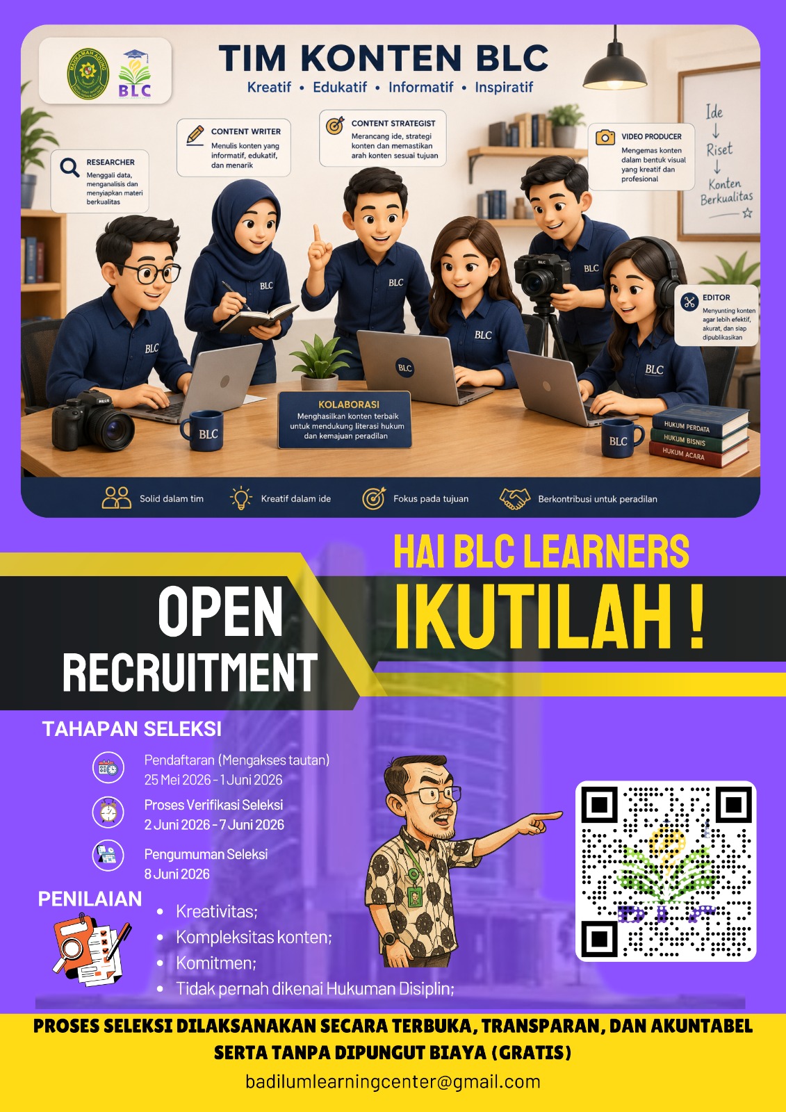 Segera Daftar! Open Recruitment Tim Konten Kreator BLC