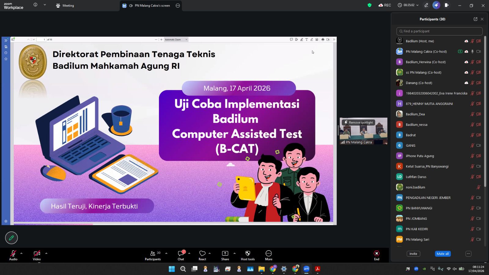 The right man on the right place: Badilum Uji Coba Aplikasi B-CAT di PN Malang