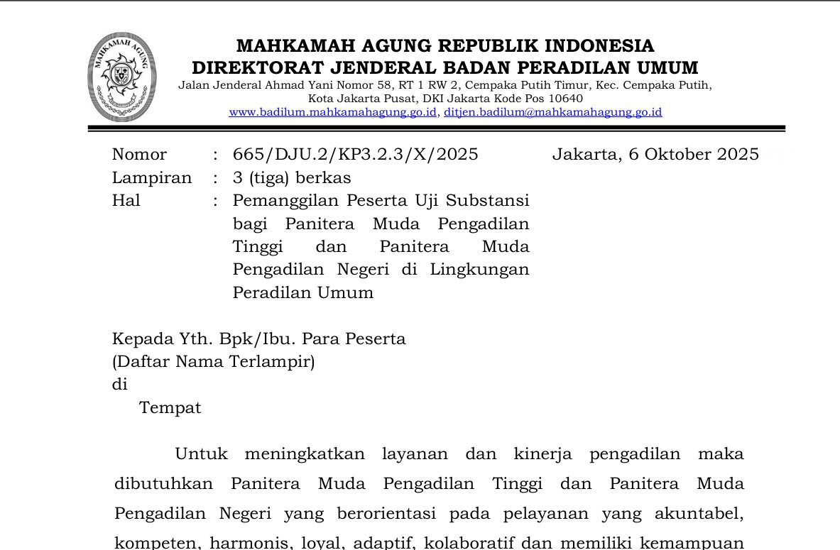 Uji Substansi Para Panmud: Komitmen Badilum Tingkatkan Kompetensi SDM Peradilan